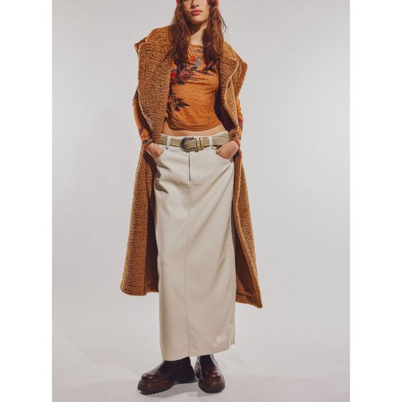 FREE PEOPLE City Slicker Vegan Maxi Skirt / Nilla Cream - Picture 6 of 12